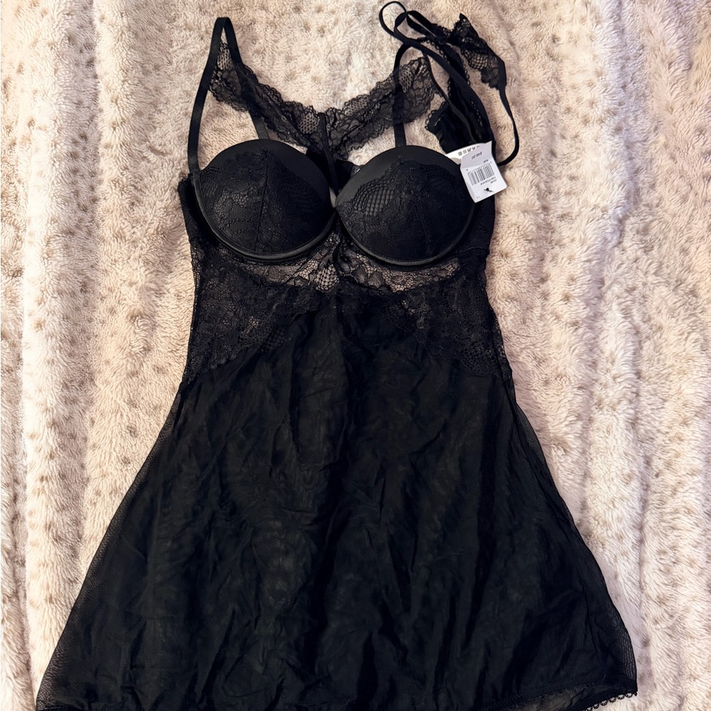 Frederick's of Hollywood Black Lace Chemise